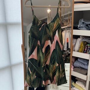 Tropical Leaf Print Long Cami Top